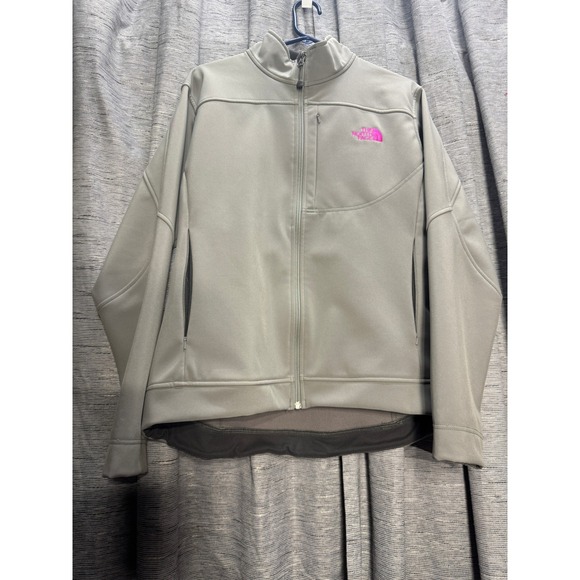 The‎ North Face Jacket Full Zip Softshell Outdoor Activewear Gray Pink Logo XL - Picture 1 of 6
